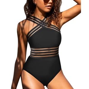 Hilor one piece swimsuit, black, size small